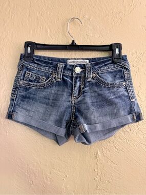 Almost Famous Distressed Blue Denim Cuffed Shorts
